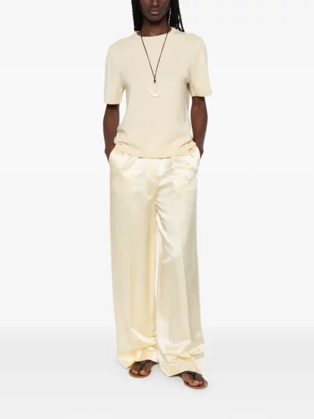 Scurt tricou Soft Goat tricotate galben