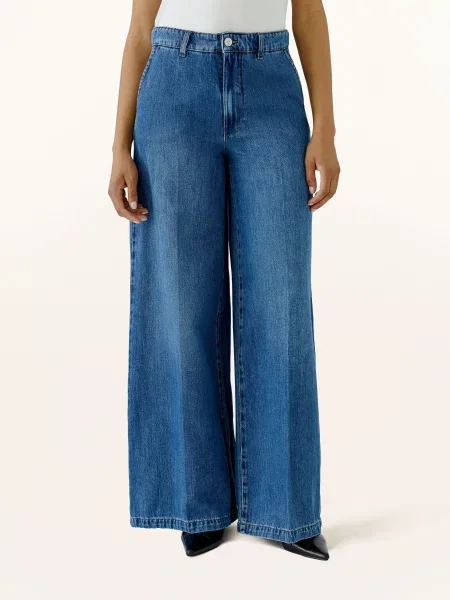 Oui Široké Džíny bright blue denim modré