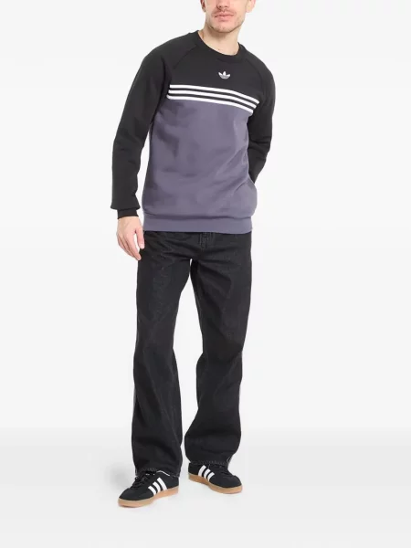 Ριγέ τρέξιμο φούτερ Adidas με σχέδιο μαύρο