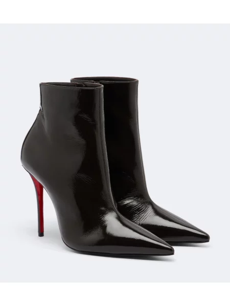 Cizme scurte Christian Louboutin din piele de lac maro
