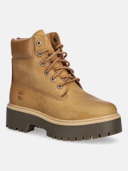 Кубинки от набук Timberland Stone Street 6 Inch Lace Up Waterproof кафяво