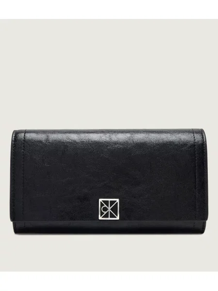 Calvin Klein Pénztárca Emblem Hw Long Bifold fekete