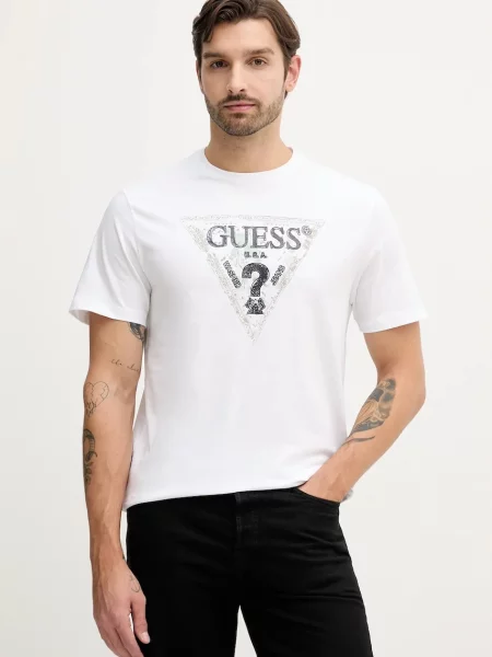 Тениска Guess с принт бяло