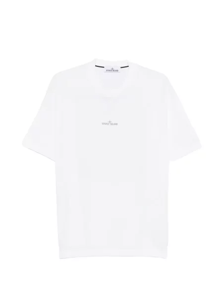 Grafic tricou Stone Island cu strasuri alb