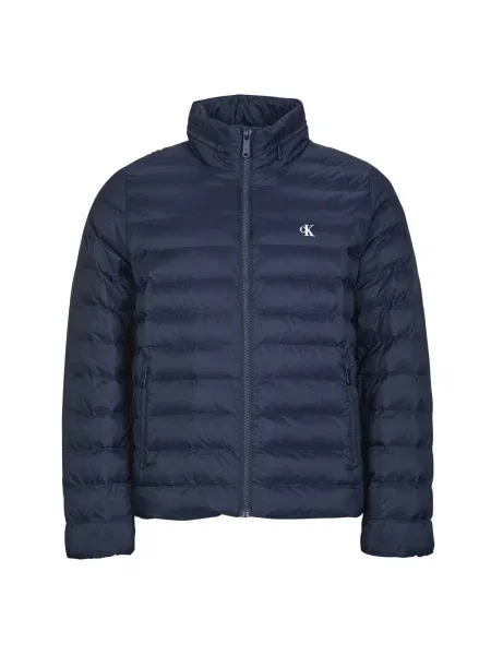 Geacă de blugi Calvin Klein Jeans cu glugă albastru