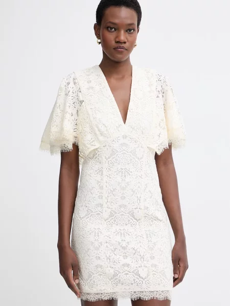 Twinset rochie din dantelă bej