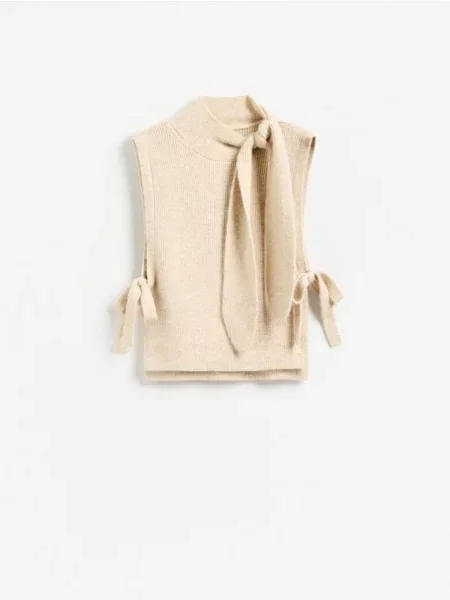 Reserved Poncho cu cordon galben-pal galben