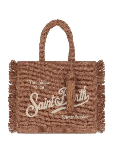 Geantă shopper Mc2 Saint Barth cu franjuri maro