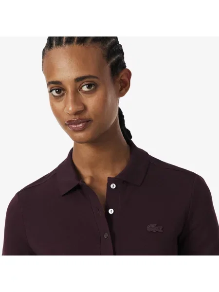 Lacoste Koszulka Polo Slim Fit Z Elastycznego Piqué Bordowa