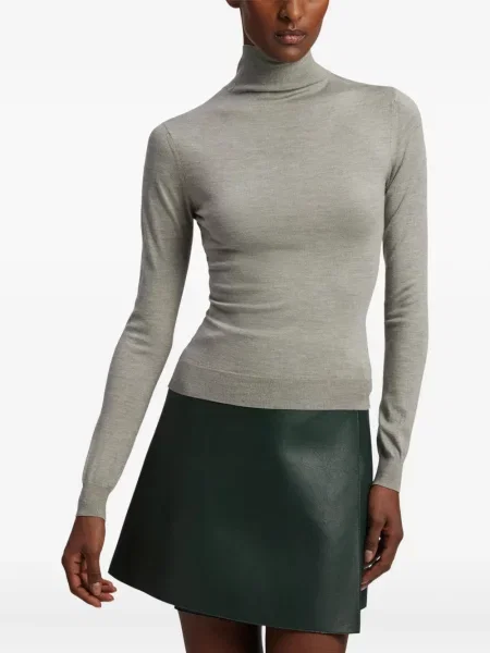 Jedwabny długi top Ralph Lauren Collection szary