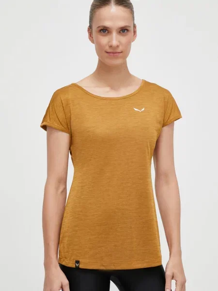 Salewa t-shirt sportowy Puez Melange Dry brązowy