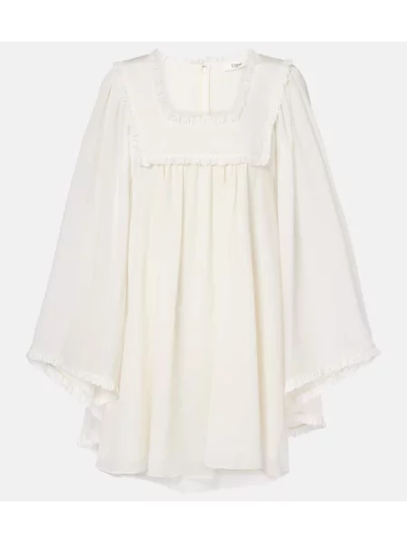 Rochie Chloé de mătase alb