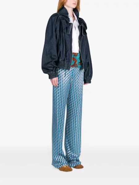 Geacă de blugi Dries Van Noten cu volane albastru