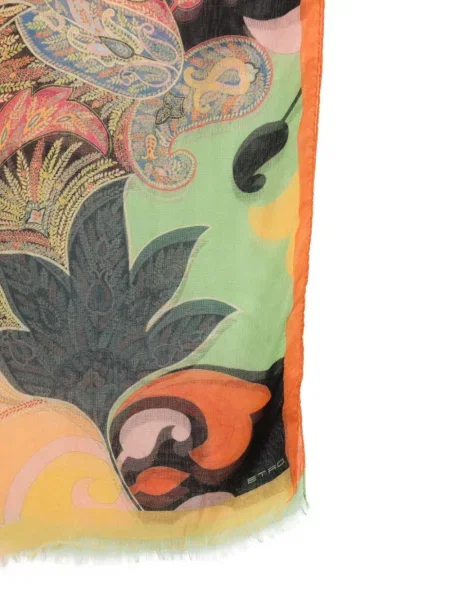 Fular Etro cu imagine cu model paisley verde