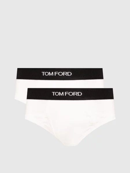 Набір білих трусів-бріфів з контрастним логотипом Tom Ford білий