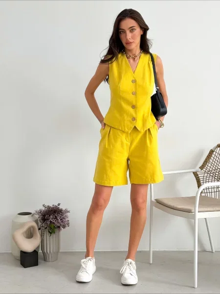 ART KNIT Шорти Льон/бавовна жовтий