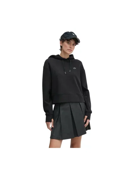 Lacoste bluza z kapturem gładka czarny