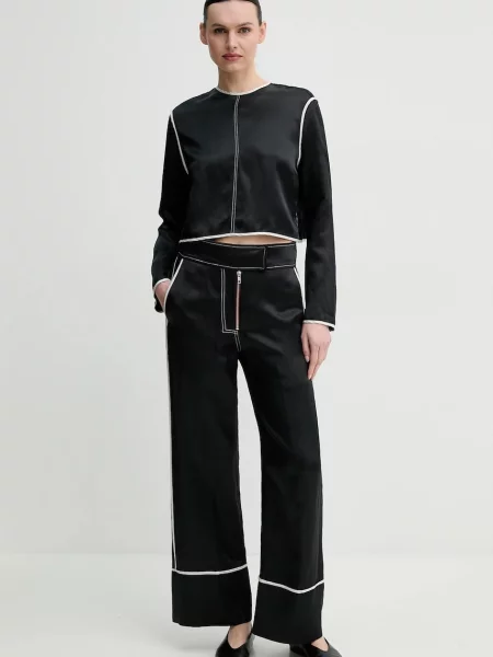 Блузка з домішкою льону Day Birger et Mikkelsen Baryl однотонна чорний