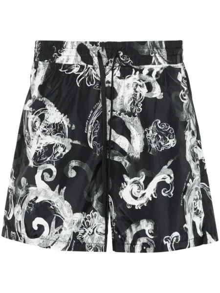 Pantaloni scurți din denim Versace Jeans Couture cu imagine negru