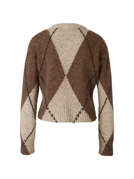 Pulover Altuzarra cu decolteu în V cu model argyle maro
