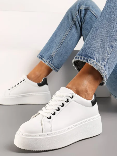 Sneakers Alb-Negru pe Platformă la Modă Broida alb