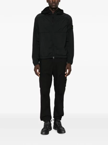Geacă Stone Island cu glugă cu strasuri negru