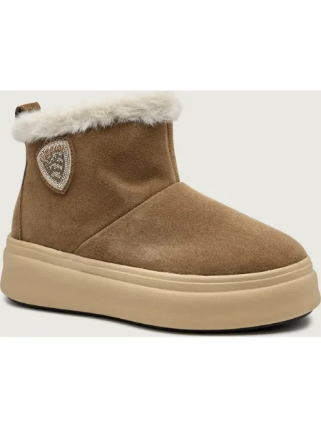 BLAUER Bocanci | piele întoarsă | shearling maro