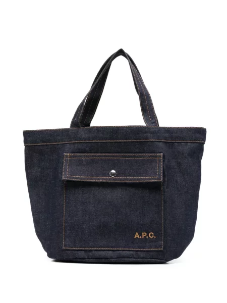 Hímzett shopper táska A.p.c. kék