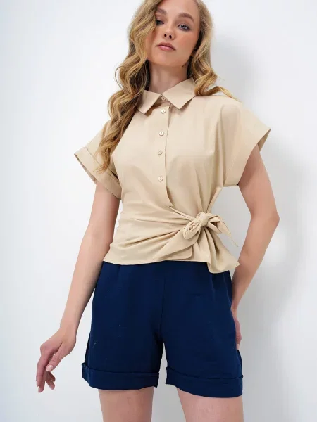 Trend Alaçatı Stili Bluză bej