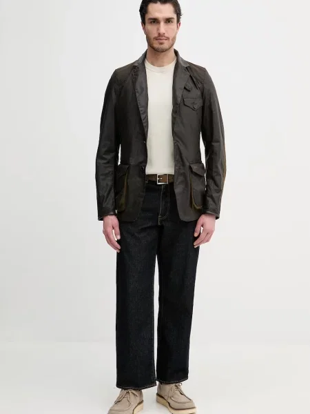 Barbour Geacă Beacon | Slim Fit cu adaos de piele maro