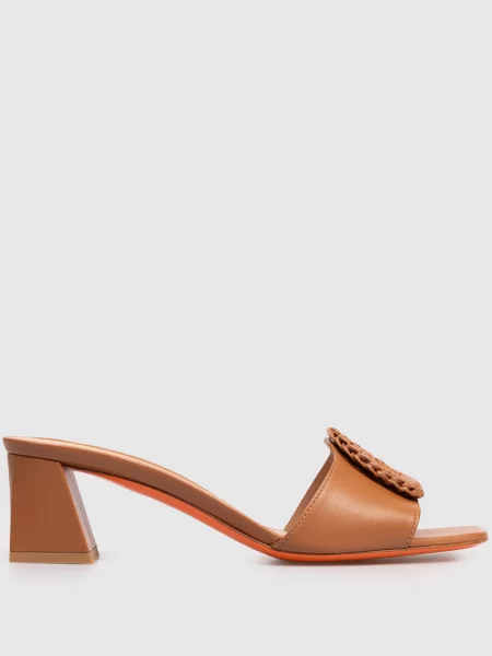 Шкіряні мюлі з пряжкою Santoni коричневі