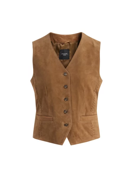 Kamizelka Weekend Max Mara skórzana brązowa