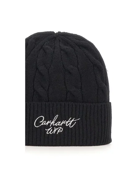 Carhartt WIP czapka z dodatkiem wełny Signature Cable Beanie czarny