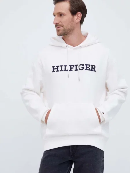 Суичър с качулка Tommy Hilfiger с апликация бяло