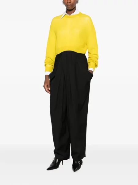 Decupat pulover Balenciaga cu decolteu rotund galben