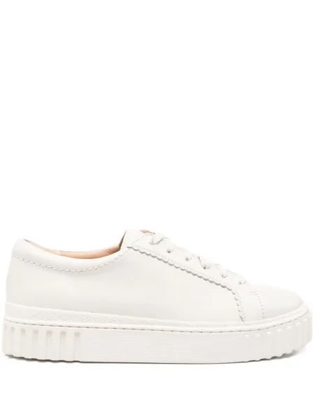 Sneakerși Clarks cu șireturi cu platformă din dantelă alb
