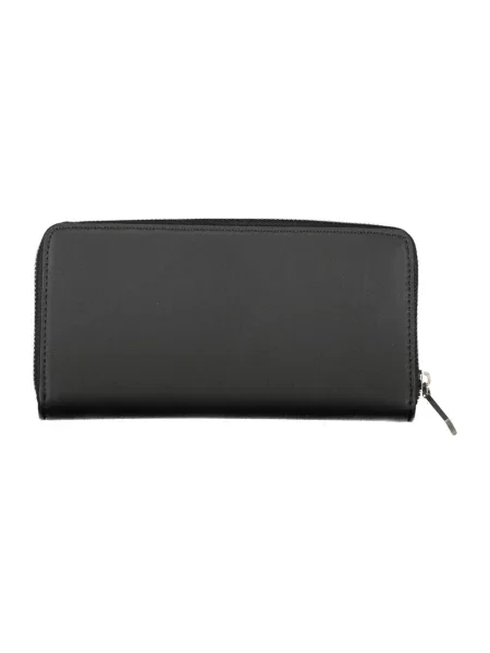 Duży lniany portfel Calvin Klein elegancki czarny