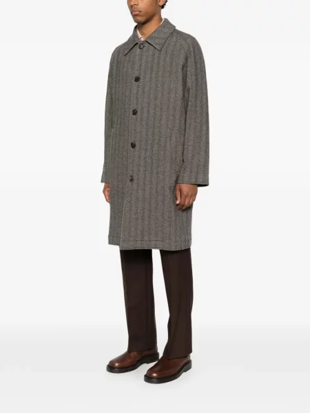 Palton Eleventy din cașmir cu model herringbone maro