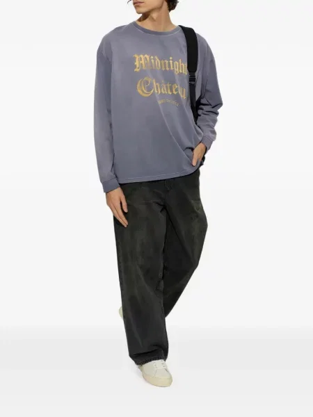 Lung tricou Duke & Dexter cu imagine violet