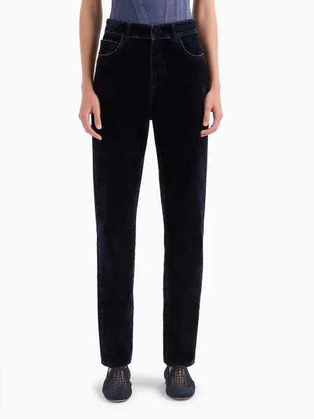 Emporio Armani Широкі джинси Бавовна/еластан синій