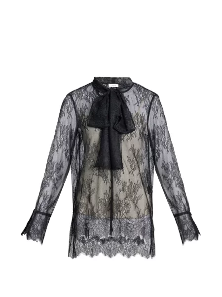 Cămașă Erdem cu funde cu model floral din dantelă negru