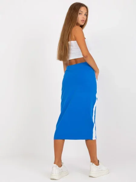 Prugasta midi-suknja Fashionhunters plava