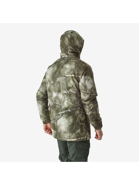 Kurtka myśliwska Solognac Warm wodoodporna camo treemetic zielona