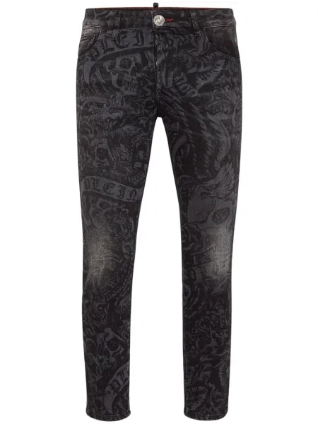 Skinny fit traperice Philipp Plein s printom crna