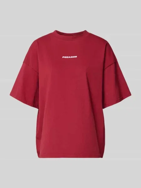 T-shirt o kroju oversized z logo model ‘BRACY’ Pegador bordowa