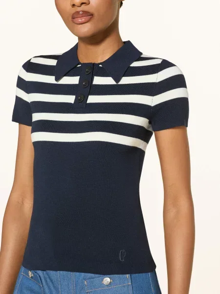 Claudie Pierlot Koszulka Polo Z Dzianiny beige białe