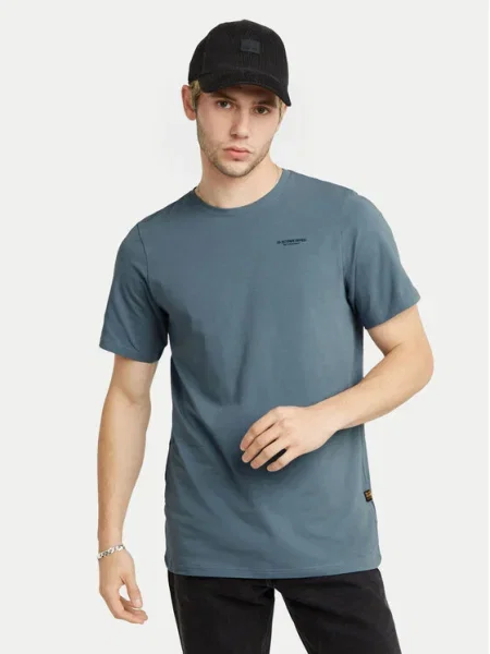 Тениска G-Star Raw с изчистен дизайн синьо
