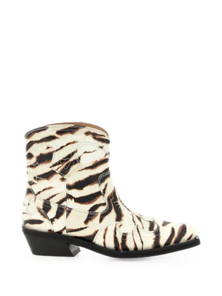 Cizme scurte Ganni cu broderie cu model zebră