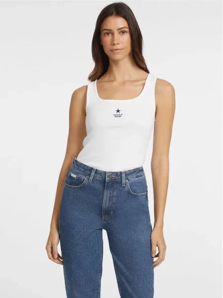 Guess Jeans Τοπ Regular Fit λευκό