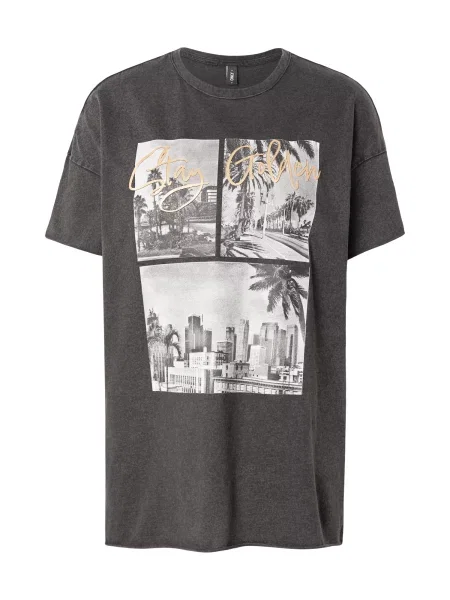 ONLY Tricou ONLLUCY galben deschis grafit gri